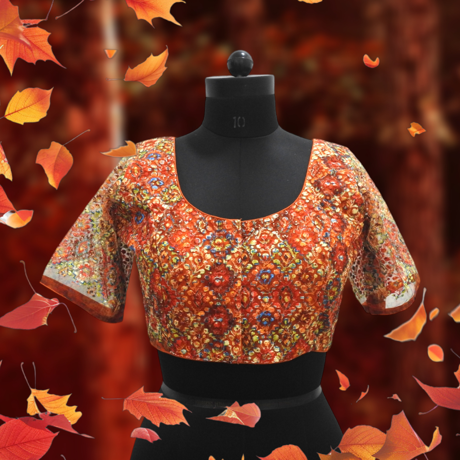 Designer Blouse with netted sleeve